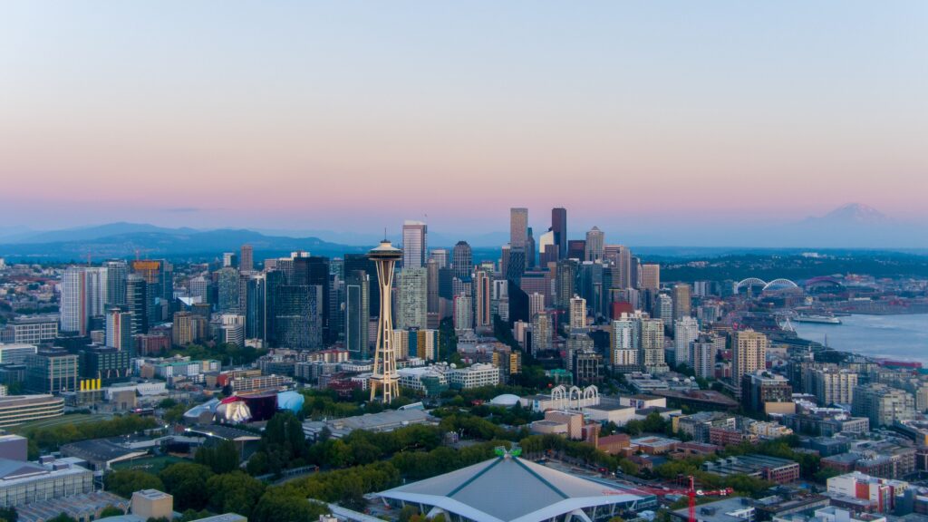 Downtown Seattle at sunset